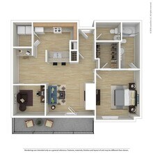 1 Bed 1.5 Bath 1064 SqFt (958 Net)  118D floor plan